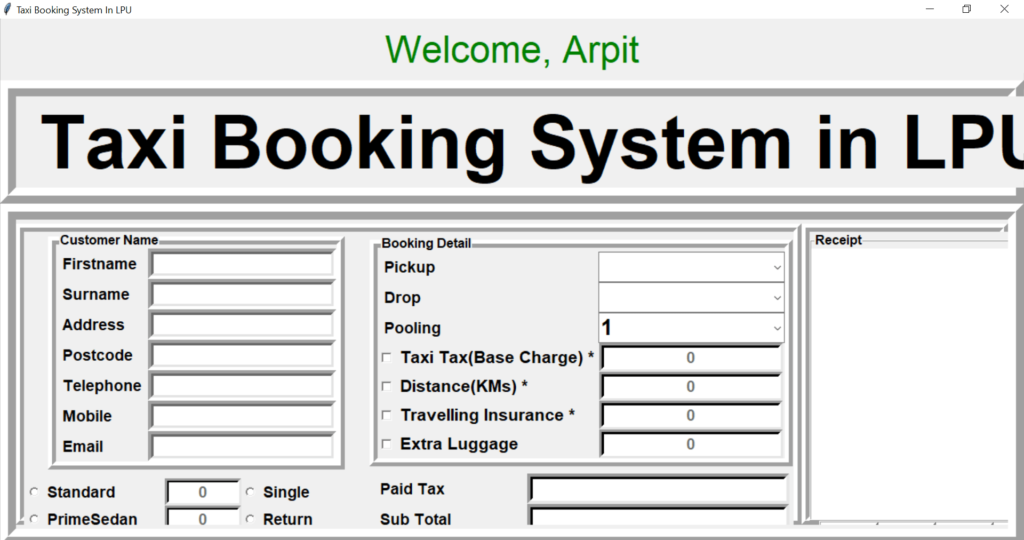 Cab Booking System Using Python